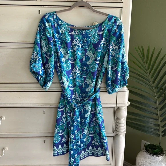 Elegant Lilly Pulitzer Sandpiper Dress Chinoiserie Ginger Jar size 2
